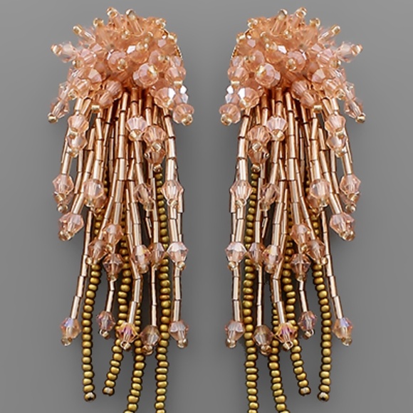 Bead Fringe Cluster Earrings - Picture 1 of 2
